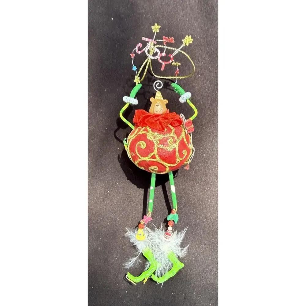 Vintage Katherines Collection Dangle Leg Joy Bear Christmas Ornament Rare! -K2